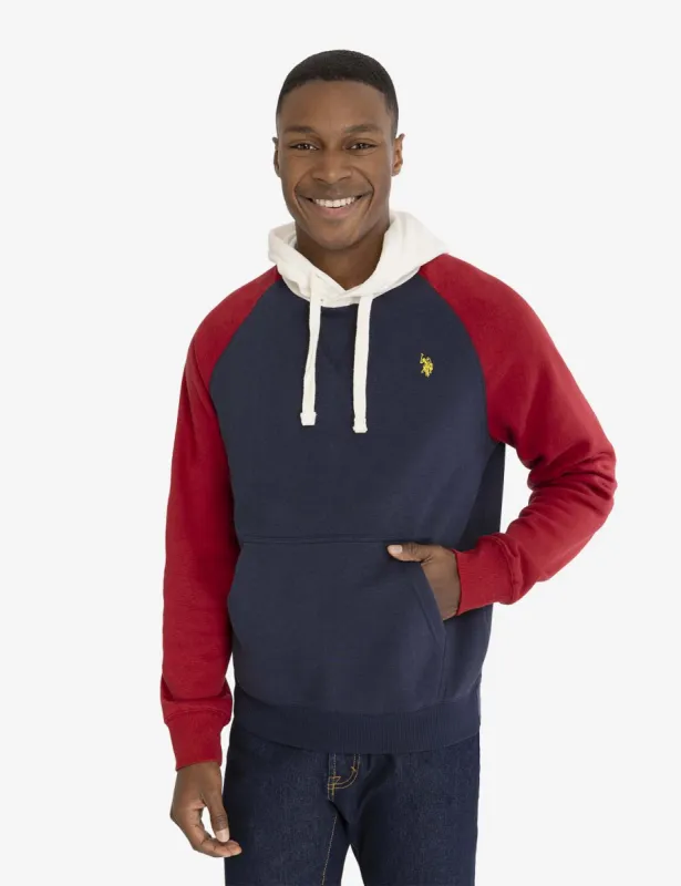 COLORBLOCK RAGLAN SLEEVE FLEECE PULLOVER HOODIE sold by U.S. Polo Assn.