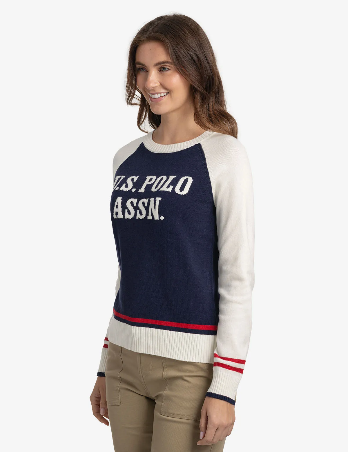 RAGLAN SLEEVE BASEBALL CREW NECK SWEATER sold by U.S. Polo Assn. product image thumbnail 3