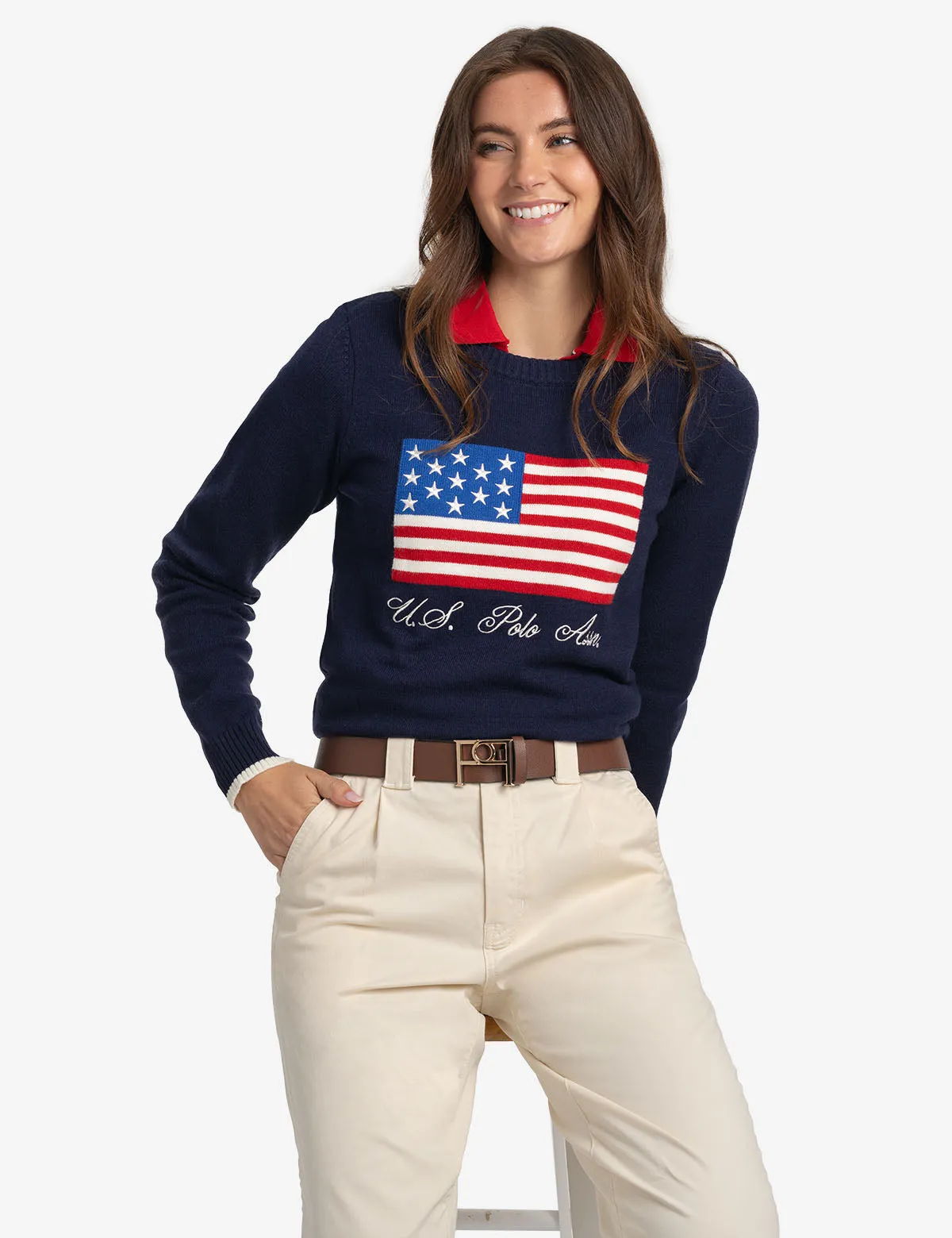 FLAG CREW NECK SWEATER sold by U.S. Polo Assn.