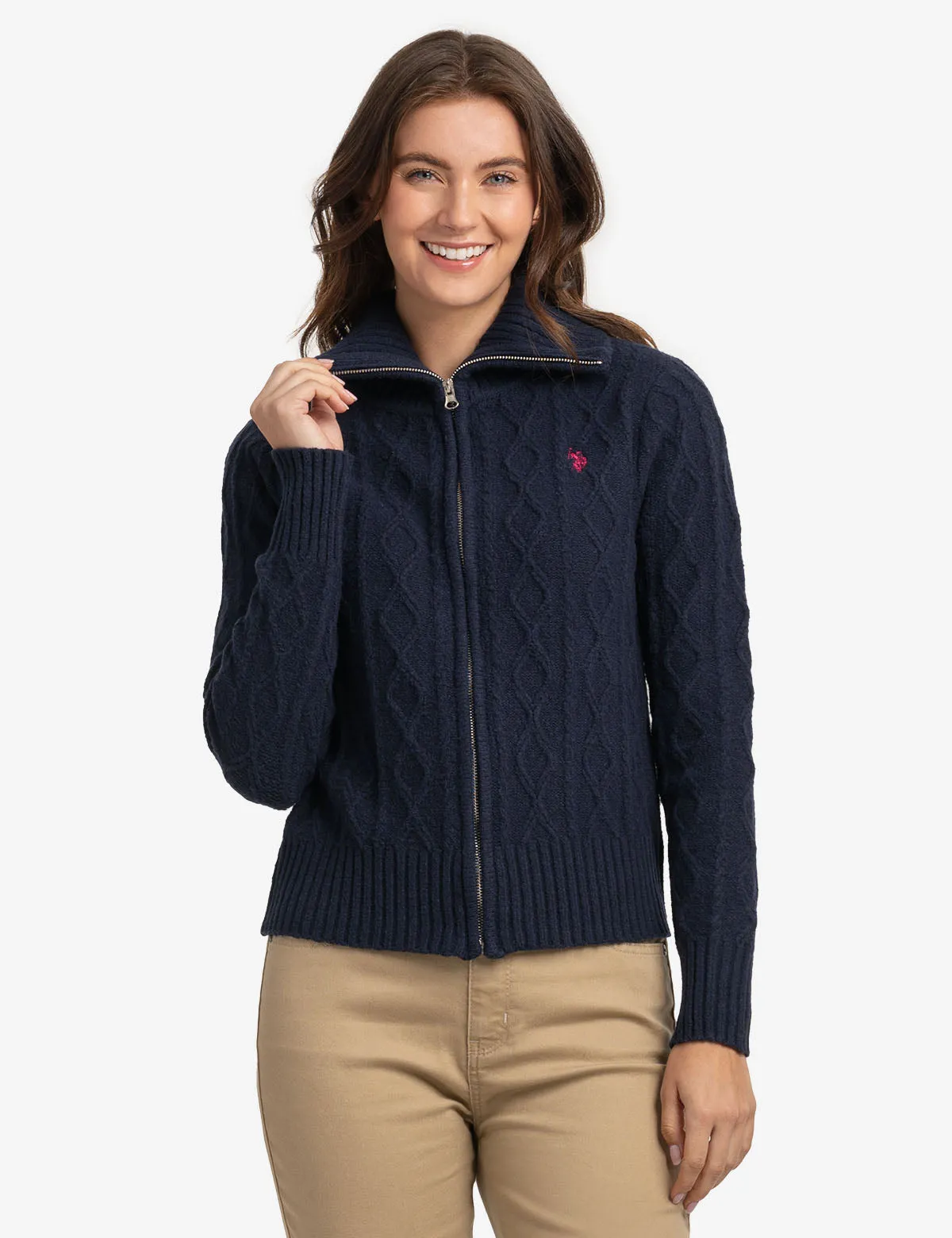 FULL ZIP CABLE SWEATER sold by U.S. Polo Assn.