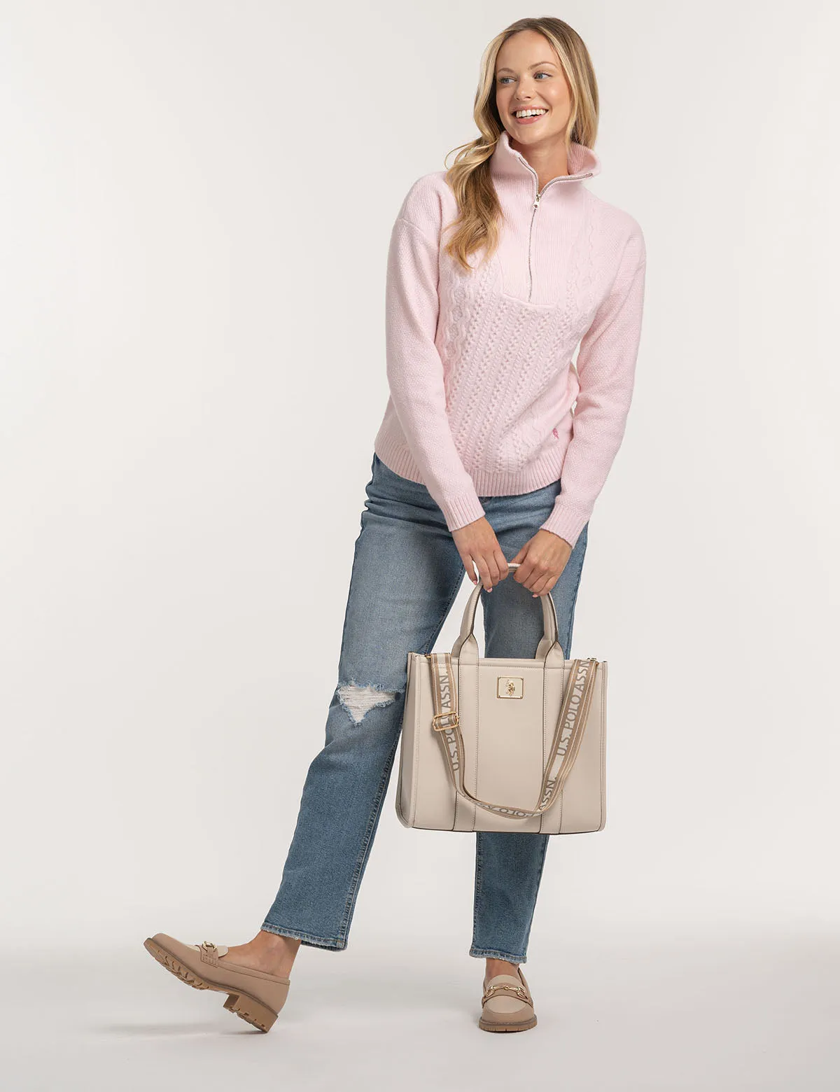 QUARTER ZIP CABLE SWEATER sold by U.S. Polo Assn. product image thumbnail 3