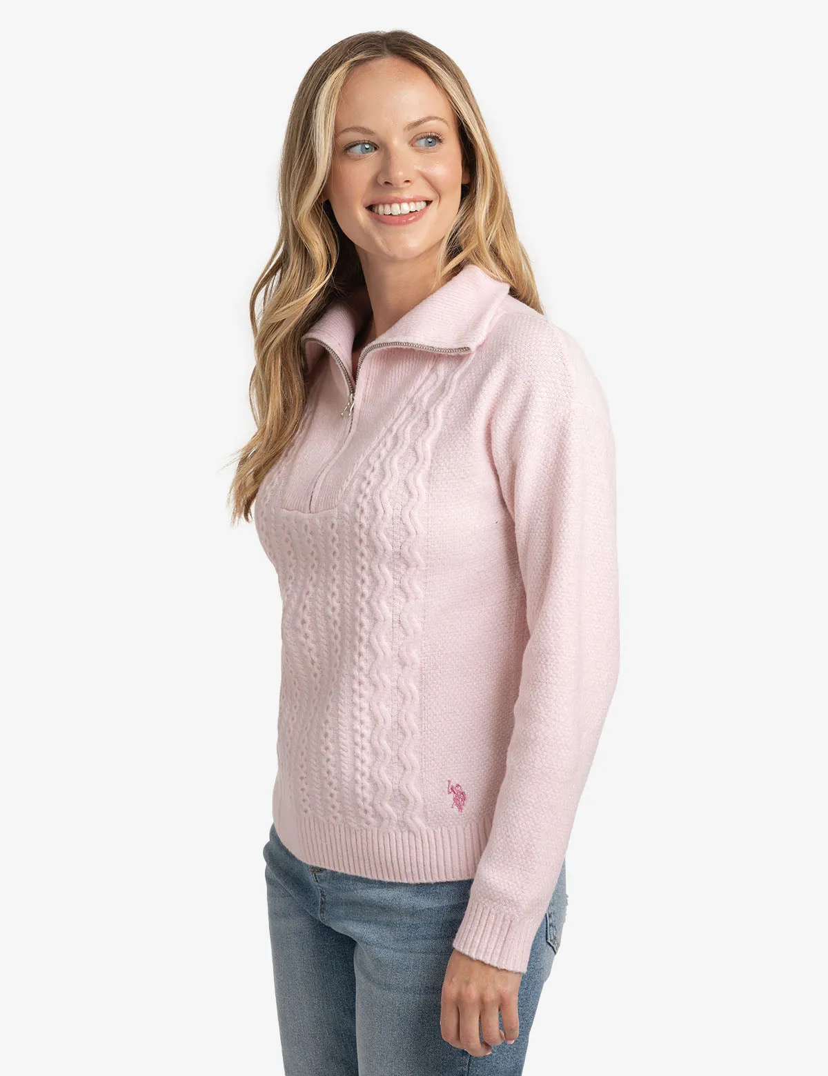 QUARTER ZIP CABLE SWEATER sold by U.S. Polo Assn. product image thumbnail 4