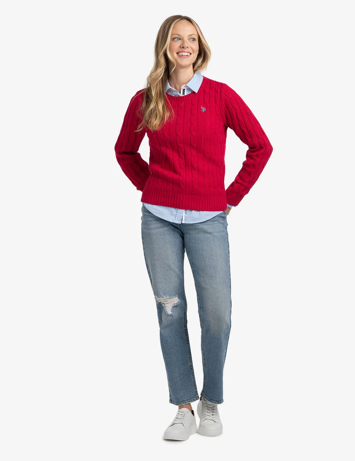 CABLE CREW NECK SWEATER sold by U.S. Polo Assn. product image thumbnail 3