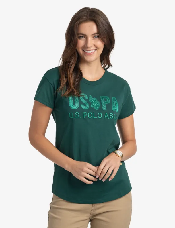USPA TONAL APPLIQUE DROPPED SHOULDER T-SHIRT sold by U.S. Polo Assn.