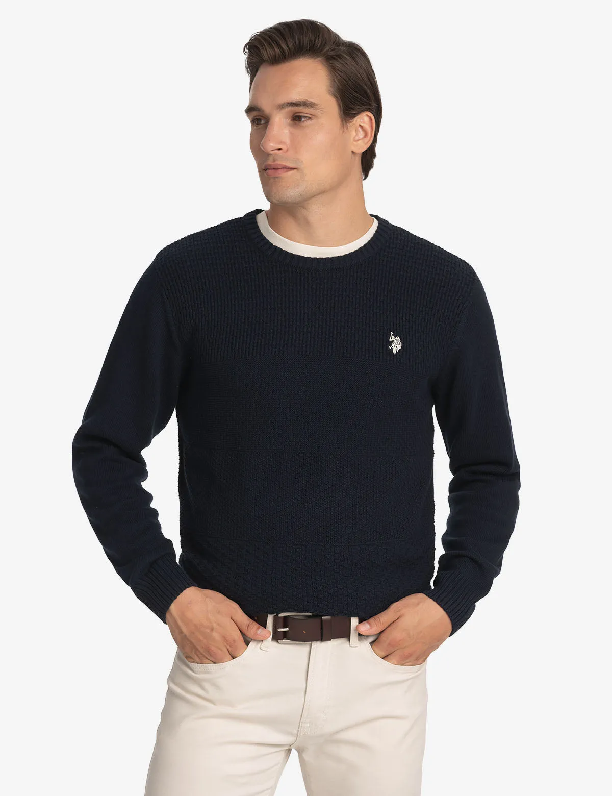 TEXTURED CREW NECK SWEATER sold by U.S. Polo Assn.