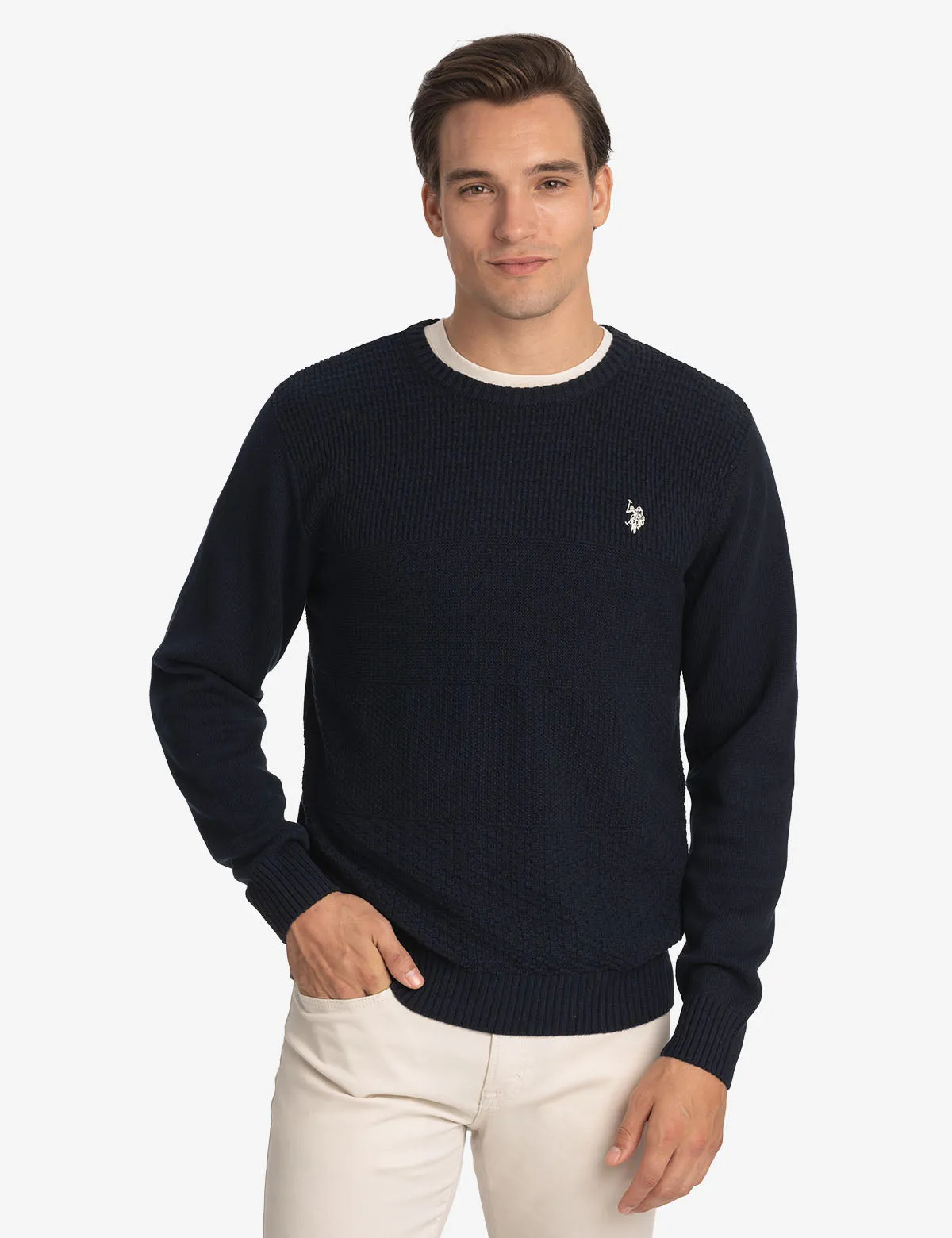 TEXTURED CREW NECK SWEATER sold by U.S. Polo Assn. product image thumbnail 3