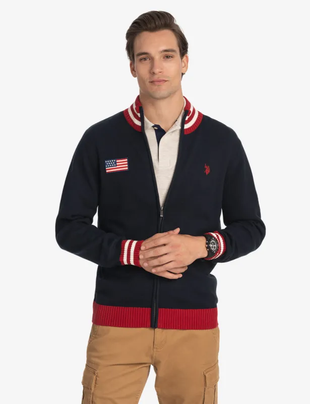 MOCK NECK FULL ZIP VARSITY SWEATER sold by U.S. Polo Assn.