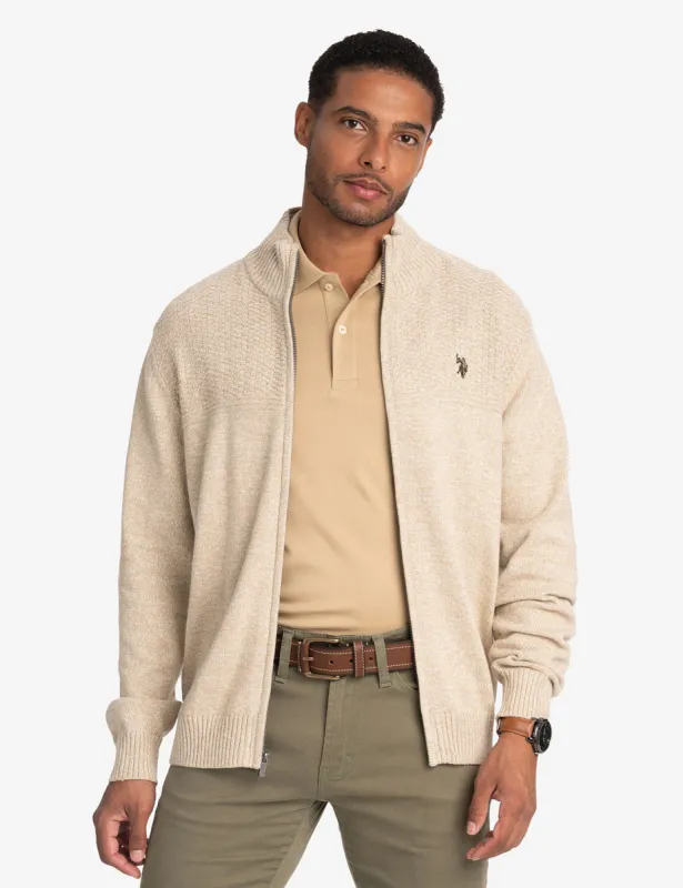 COTTON MARL FULL ZIP SWEATER sold by U.S. Polo Assn.