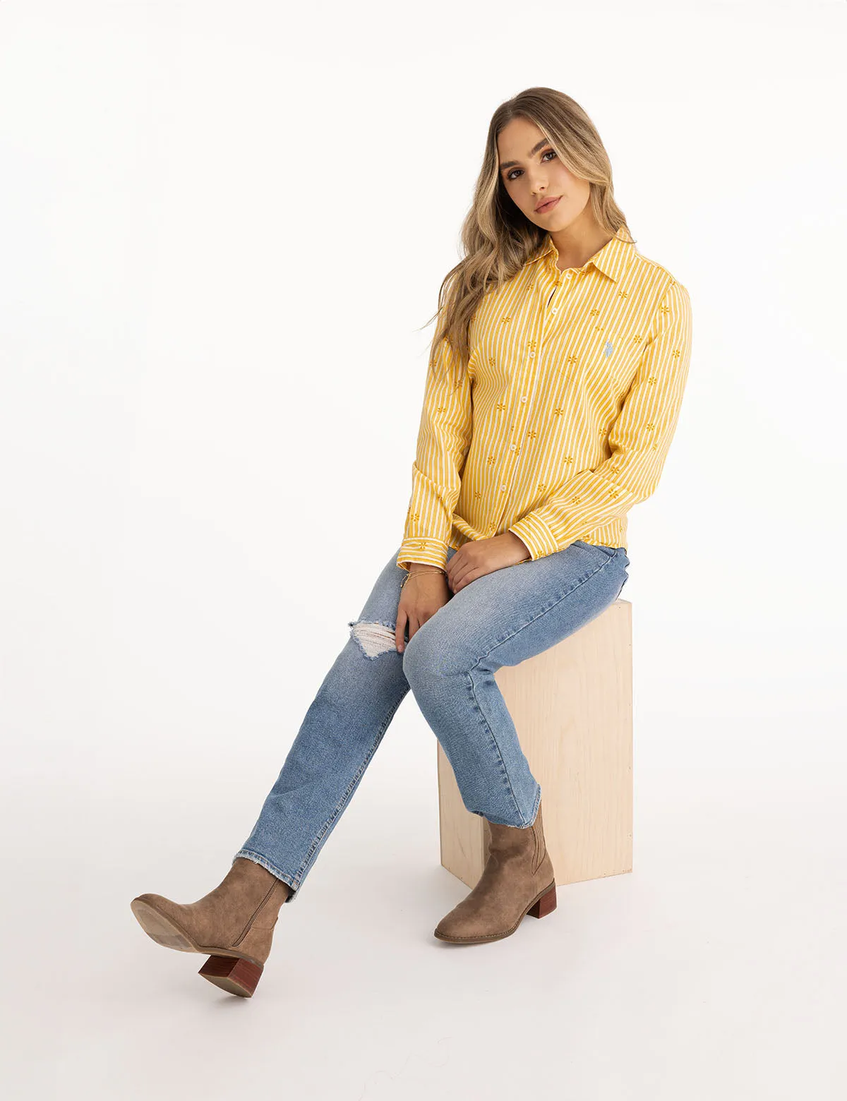 DITSY PRINT LONG SLEEVE POPLIN SHIRT sold by U.S. Polo Assn. product image thumbnail 3