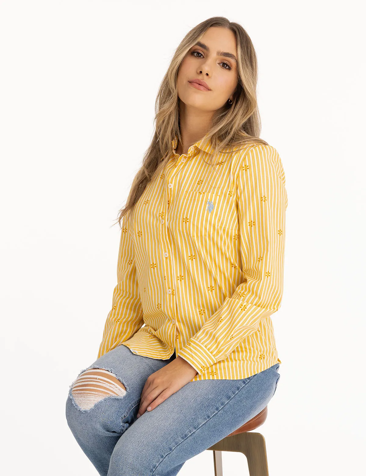 DITSY PRINT LONG SLEEVE POPLIN SHIRT sold by U.S. Polo Assn. product image thumbnail 4