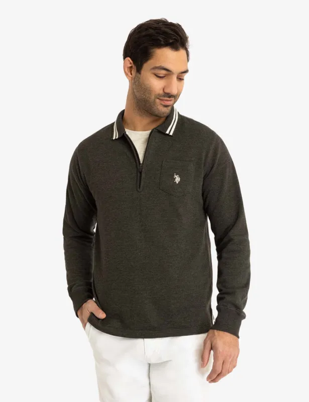 1/4 ZIP CHEST POCKET FRENCH TERRY LONG SLEEVE TOP sold by U.S. Polo Assn.