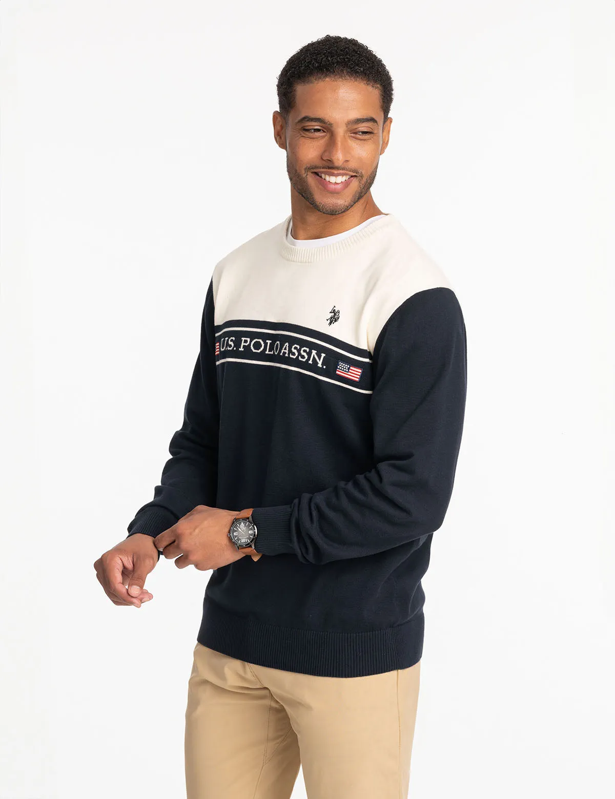 U.S. POLO ASSN. COLORBLOCK CREW NECK SWEATER sold by U.S. Polo Assn. product image thumbnail 3