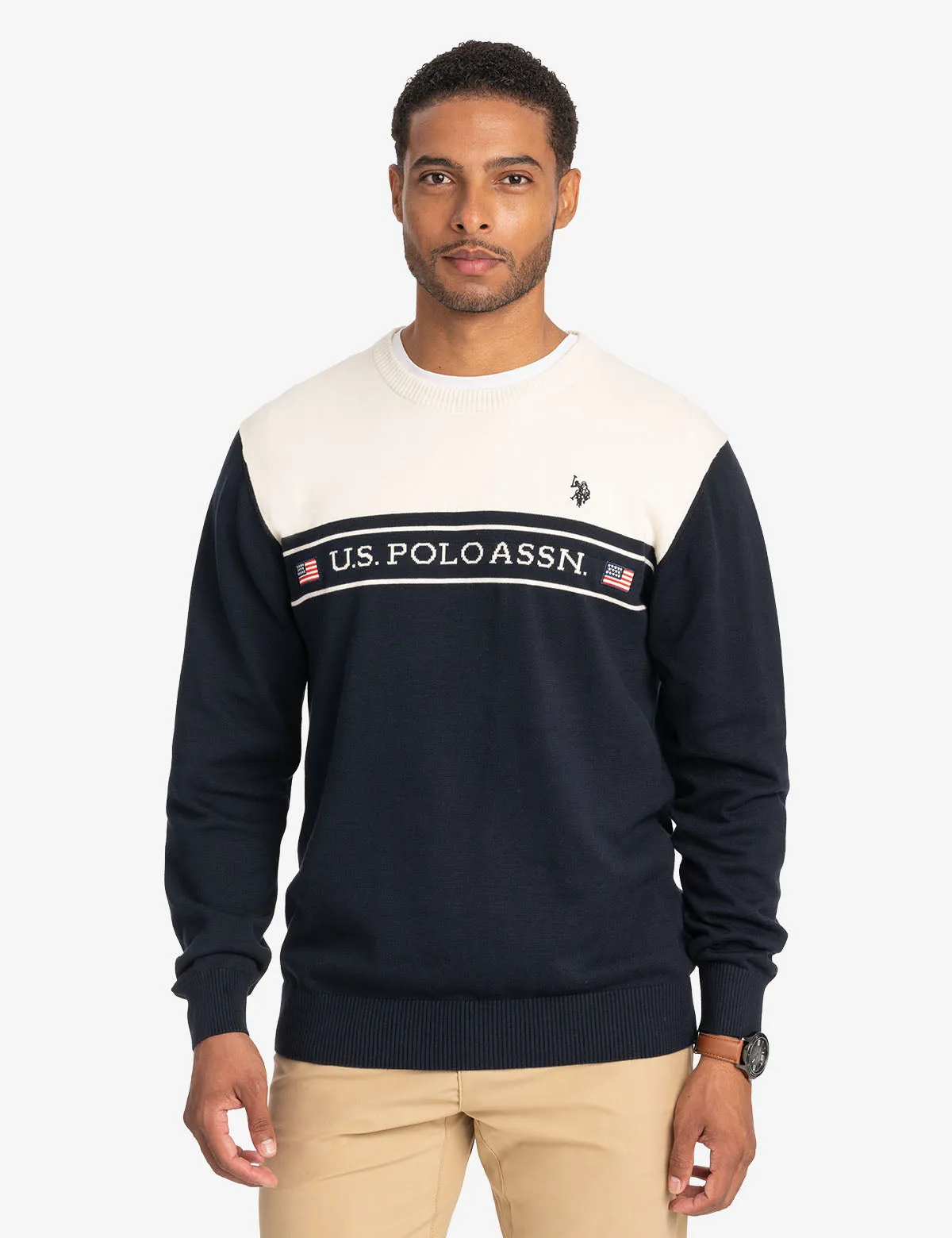 U.S. POLO ASSN. COLORBLOCK CREW NECK SWEATER sold by U.S. Polo Assn.