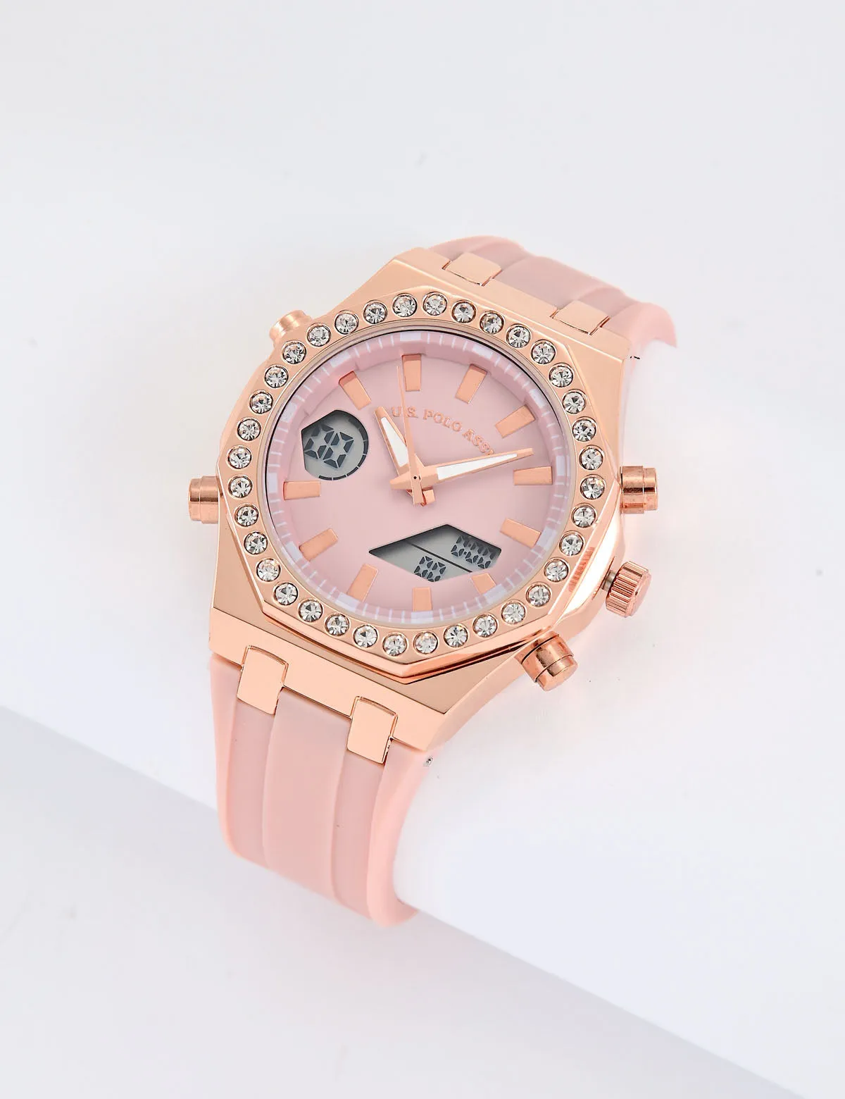 LADIES PINK EMBELLISHED ANA DIGI WATCH sold by U.S. Polo Assn.