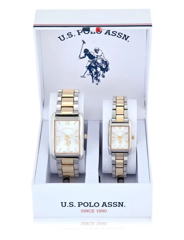 HIS AND HERS TWO TONE SQUARE WATCH SET sold by U.S. Polo Assn.