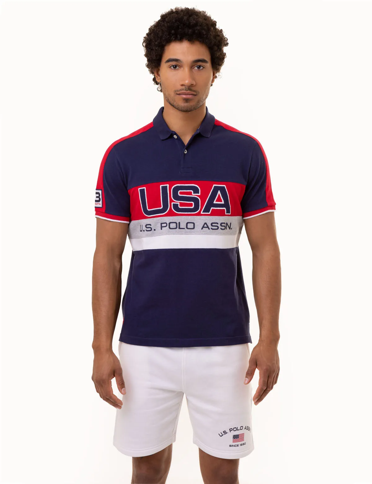 USA COLORBLOCK GRAPHIC PIQUE POLO SHIRT sold by U.S. Polo Assn.
