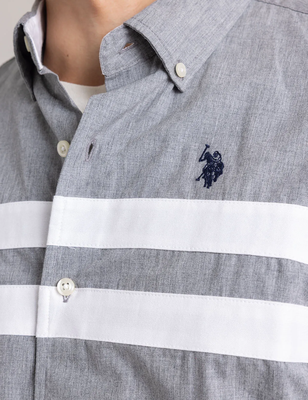 PEACHED HEATHER POPLIN LONG SLEEVE SHIRT sold by U.S. Polo Assn. product image thumbnail 3