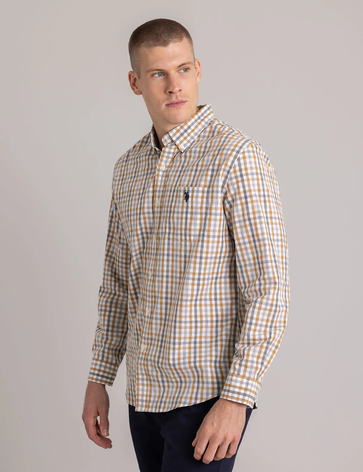 MULTI GINGHAM POPLIN LONG SLEEVE SHIRT sold by U.S. Polo Assn. product image thumbnail 3
