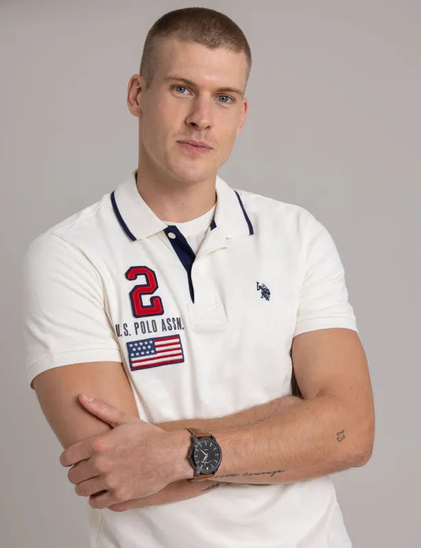 PEACHED JERSEY POLO SHIRT WITH APPLIQUE sold by U.S. Polo Assn.