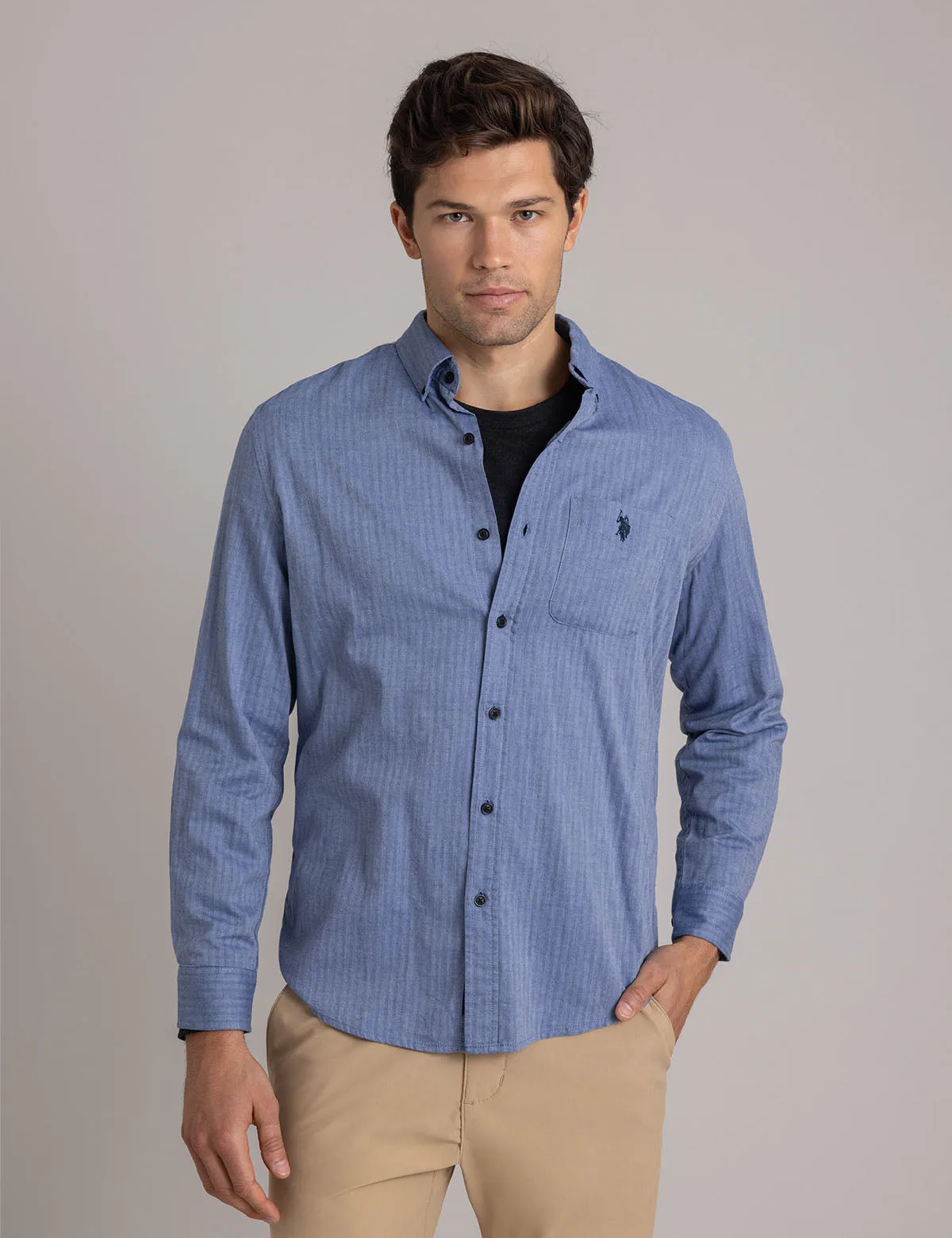 COTTON HERRINGBONE TWILL LONG SLEEVE SHIRT sold by U.S. Polo Assn.