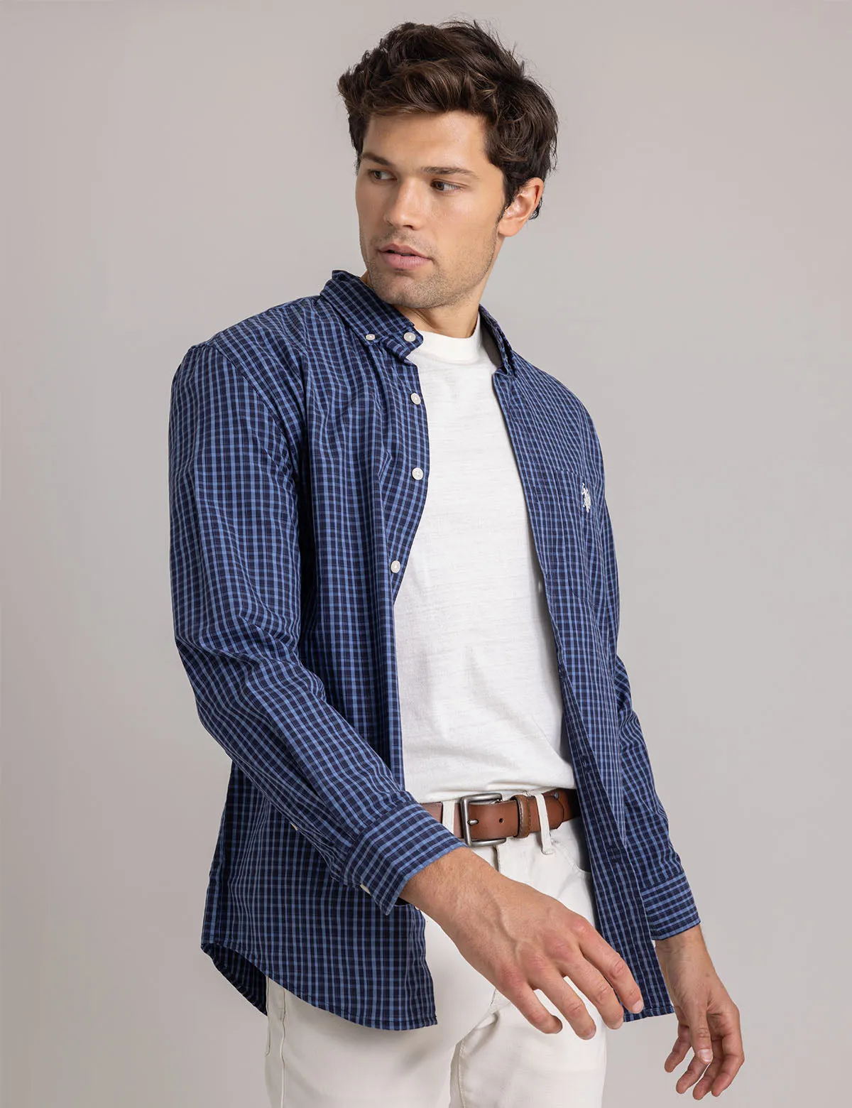 SMALL PLAID PEACHED POPLIN SHIRT sold by U.S. Polo Assn. product image thumbnail 4