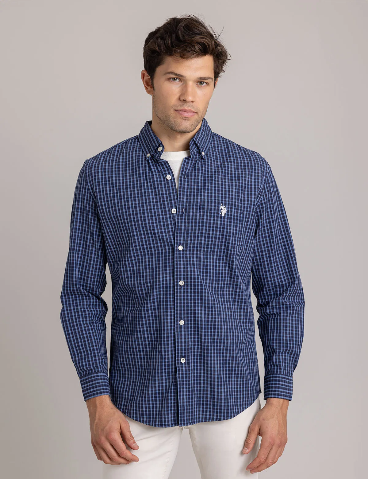 SMALL PLAID PEACHED POPLIN SHIRT sold by U.S. Polo Assn. product image thumbnail 2