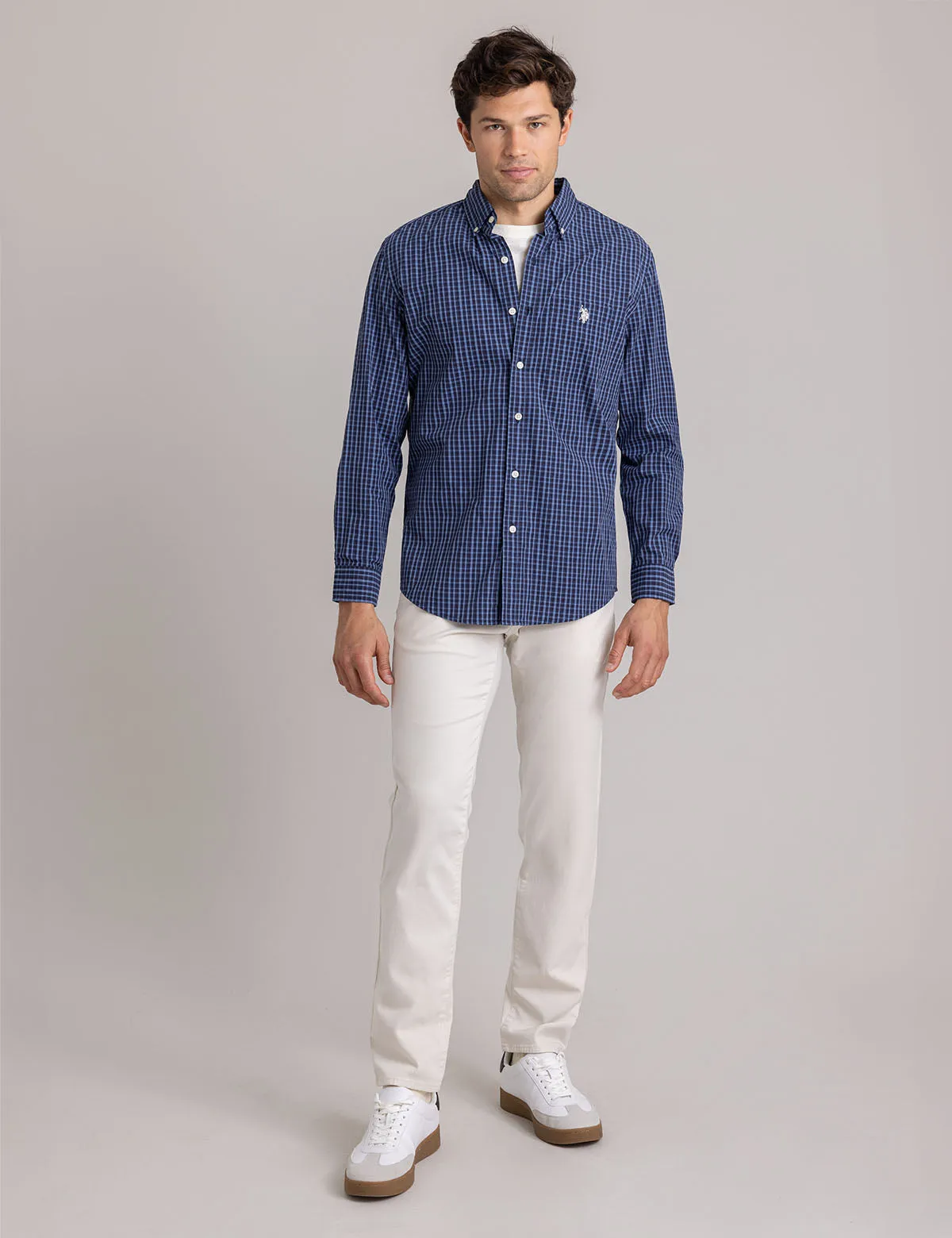SMALL PLAID PEACHED POPLIN SHIRT sold by U.S. Polo Assn. product image thumbnail 3
