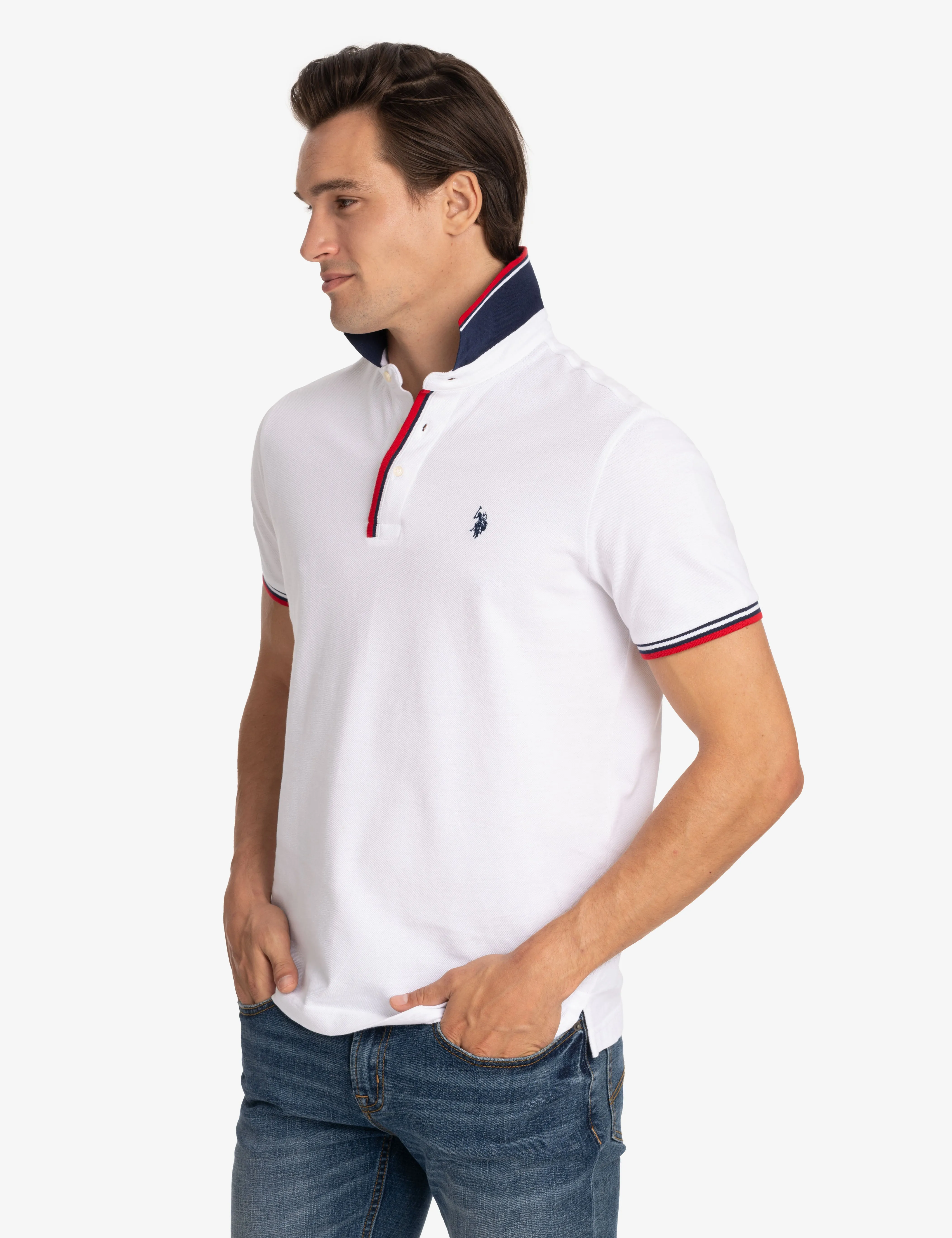 SIGNATURE STRIPE RIB TIPPED TRIM POLO SHIRT sold by U.S. Polo Assn. product image thumbnail 4