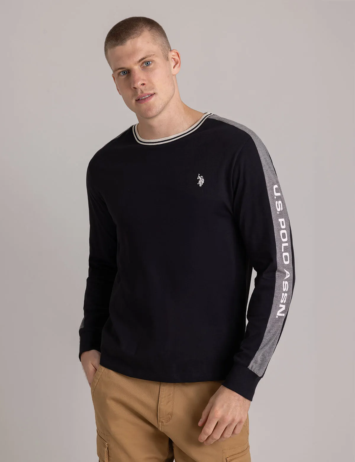 TIPPED WORDMARK LONG SLEEVE T-SHIRT sold by U.S. Polo Assn.