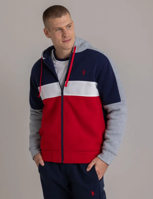 EMBOSSED SHOULDER COLORBLOCK SHERPA HOODIE sold by U.S. Polo Assn.