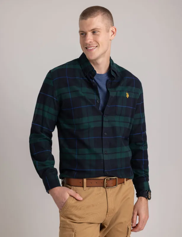 TARTAN PEACHED TWILL LONG SLEEVE SHIRT sold by U.S. Polo Assn.