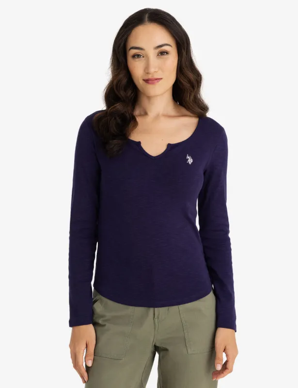 NOTCH NECK LONG SLEEVE T-SHIRT made by U.S. Polo Assn.