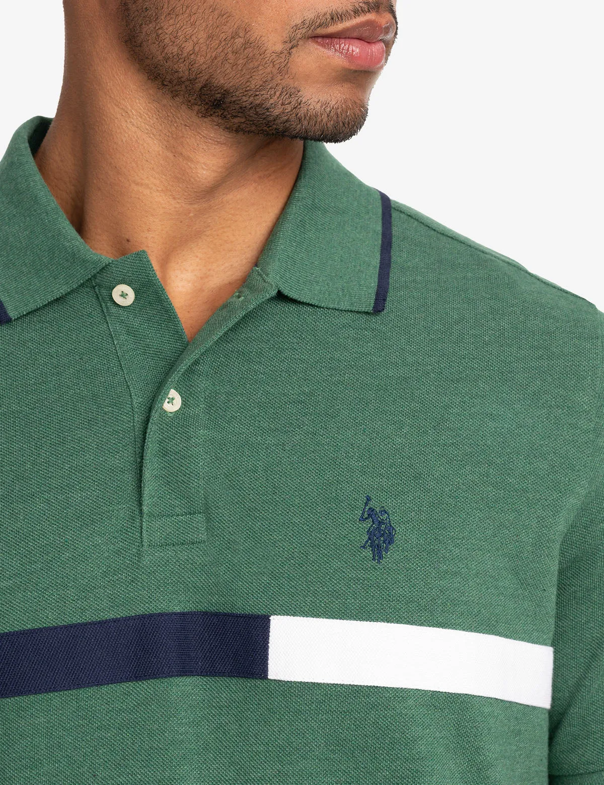 COLOR BLOCK CHEST STRIPE PIQUE POLO SHIRT sold by U.S. Polo Assn. product image thumbnail 3