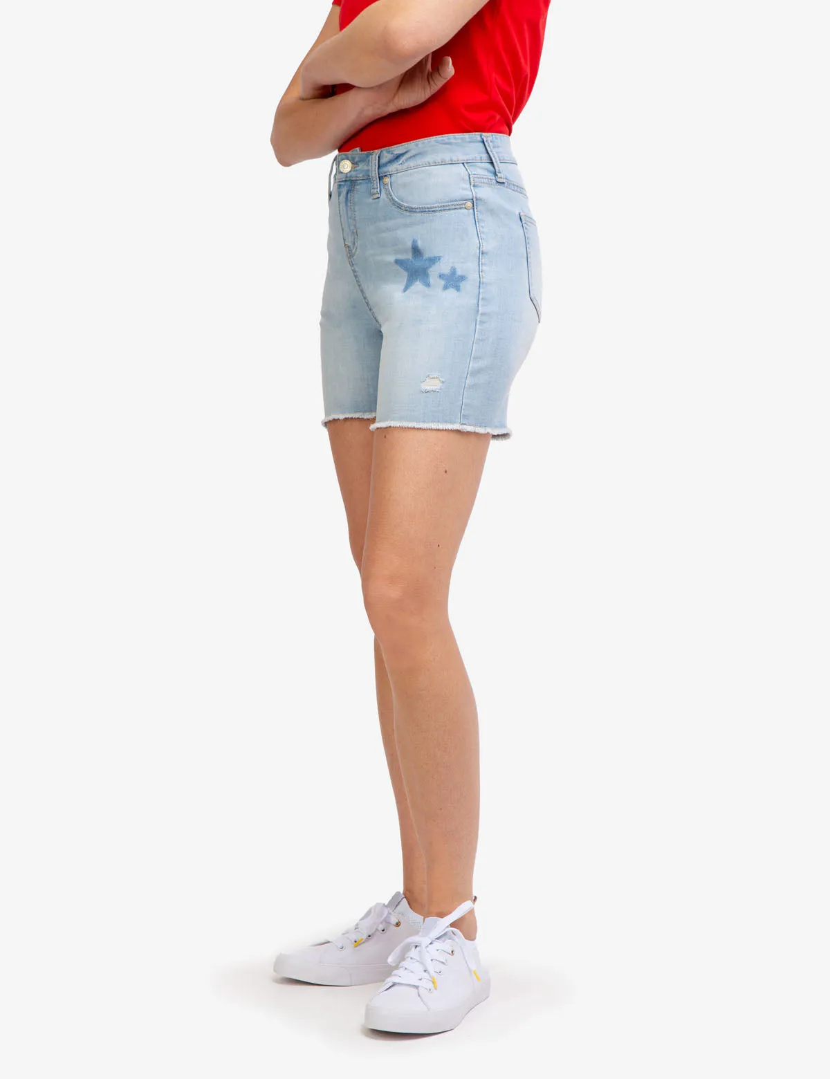 HIGH RISE DESTRUCTED STAR DENIM SHORTS sold by U.S. Polo Assn. product image thumbnail 4