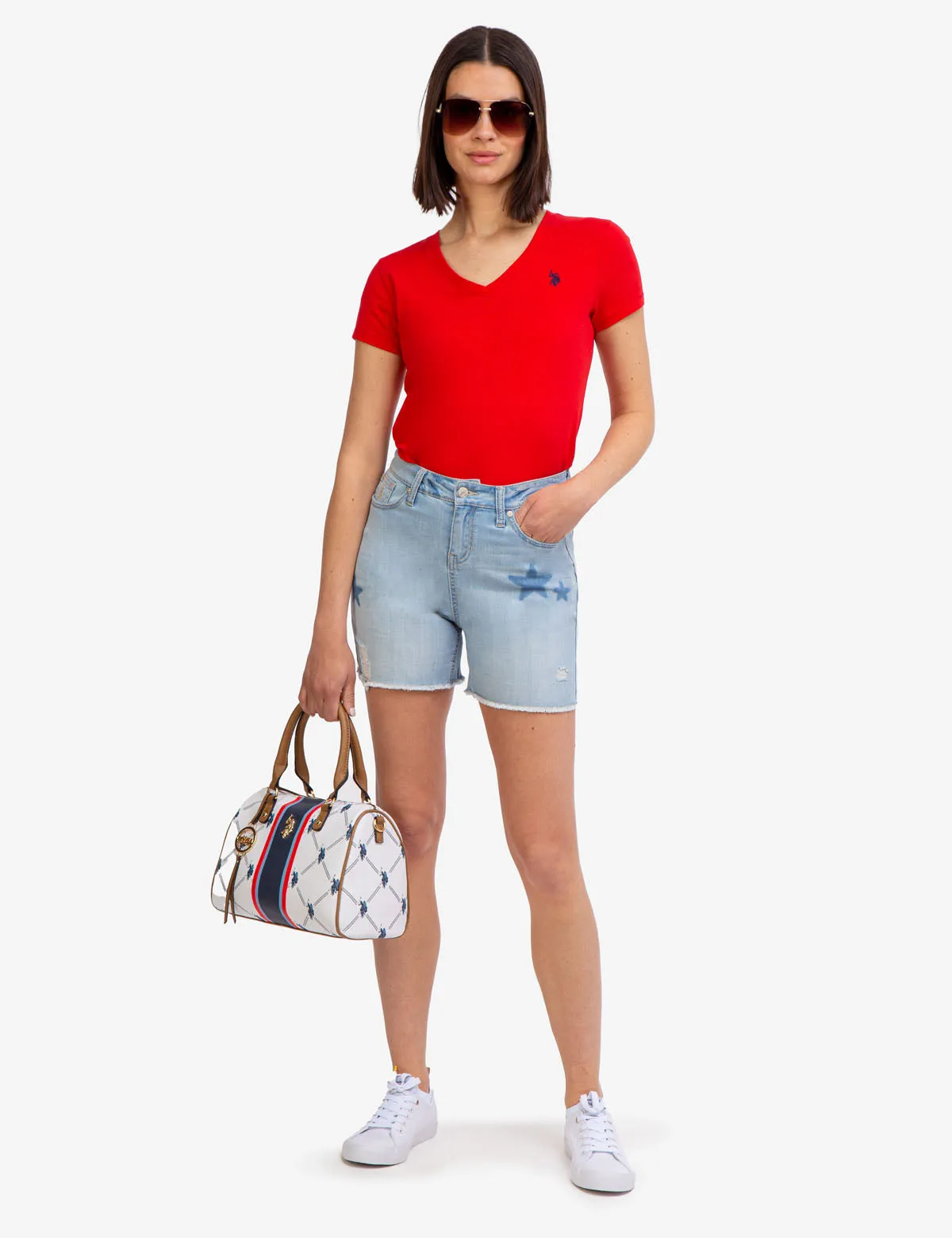 HIGH RISE DESTRUCTED STAR DENIM SHORTS sold by U.S. Polo Assn. product image thumbnail 3