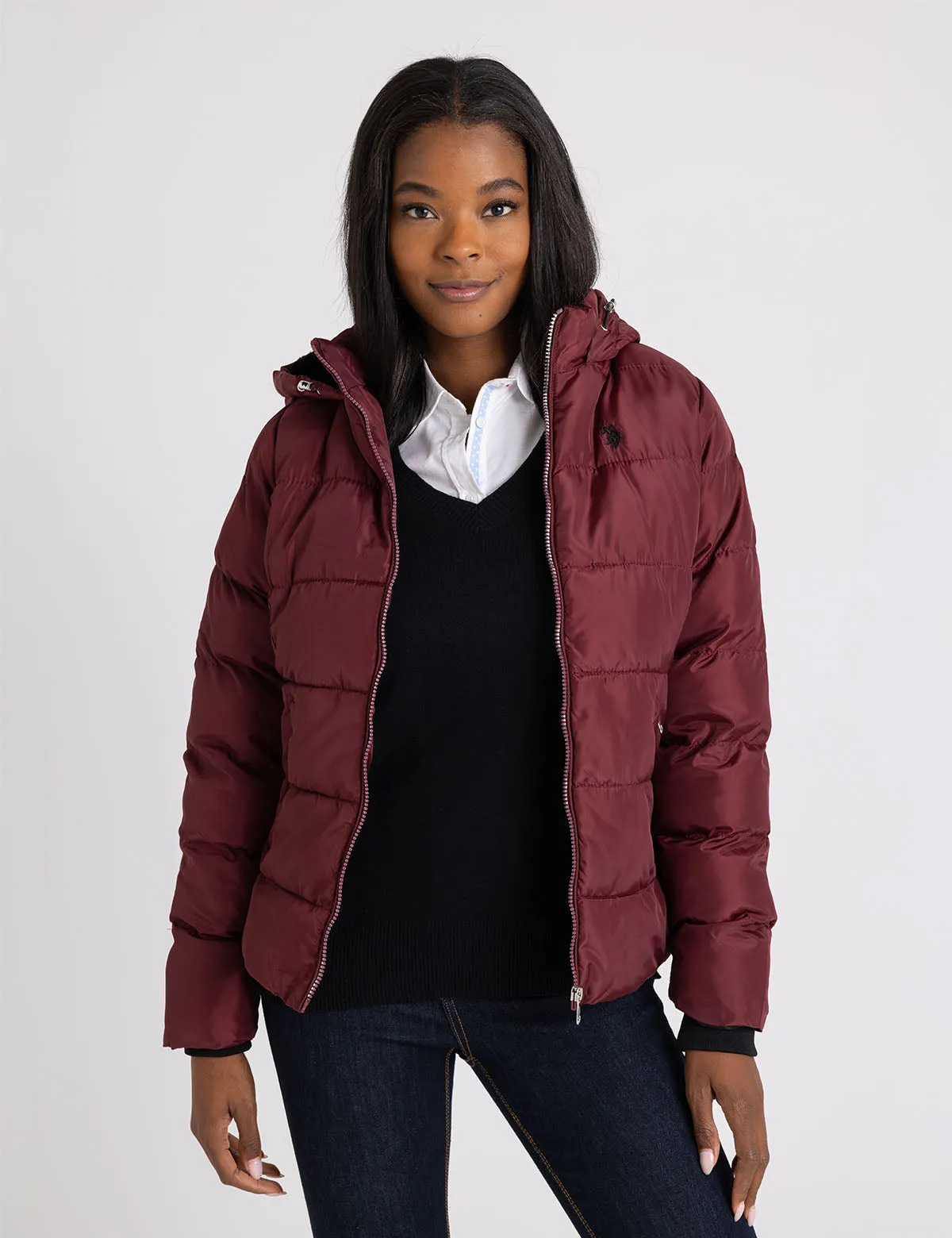 COZY HOODED CONTRAST PUFFER JACKET sold by U.S. Polo Assn.