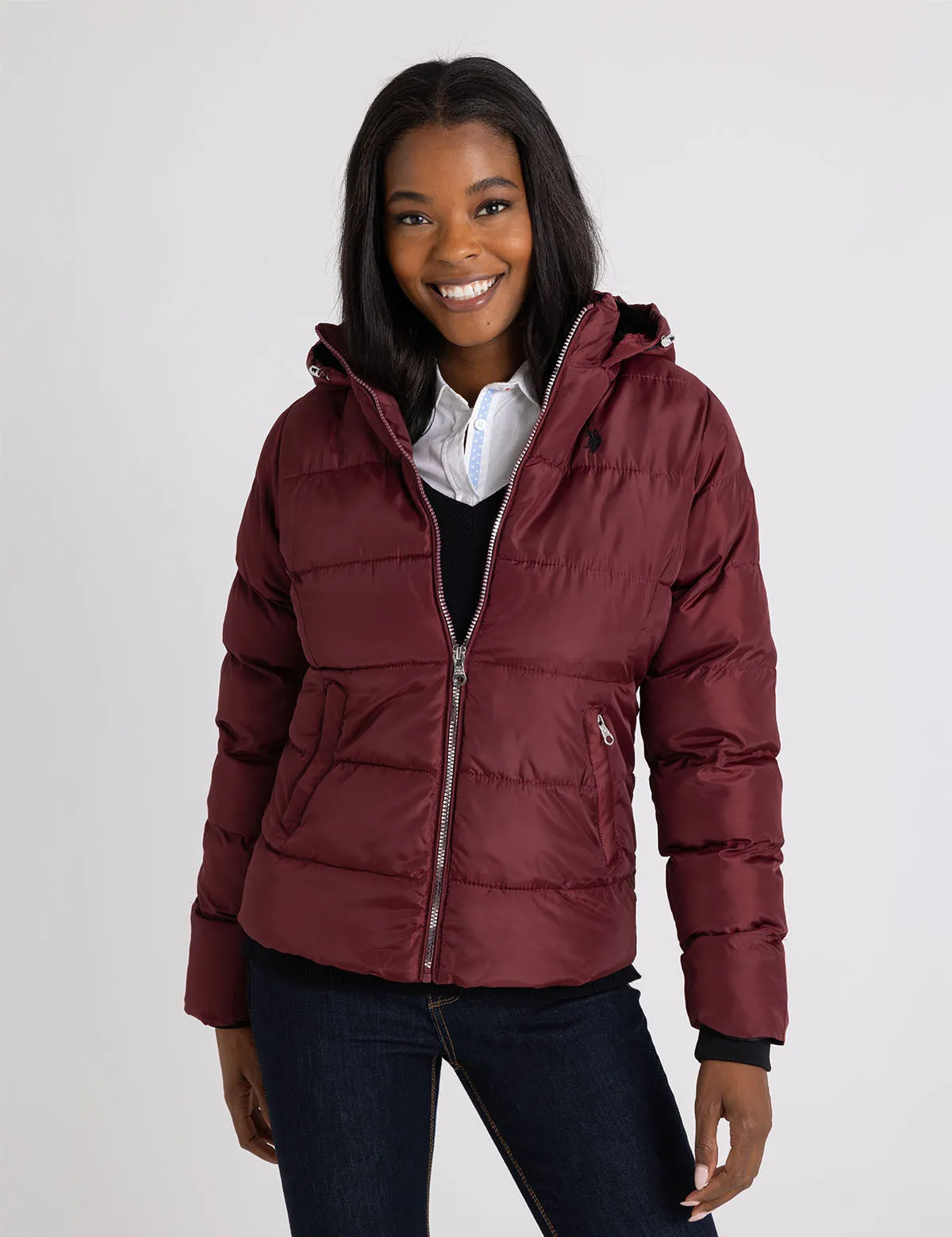COZY HOODED CONTRAST PUFFER JACKET sold by U.S. Polo Assn. product image thumbnail 3