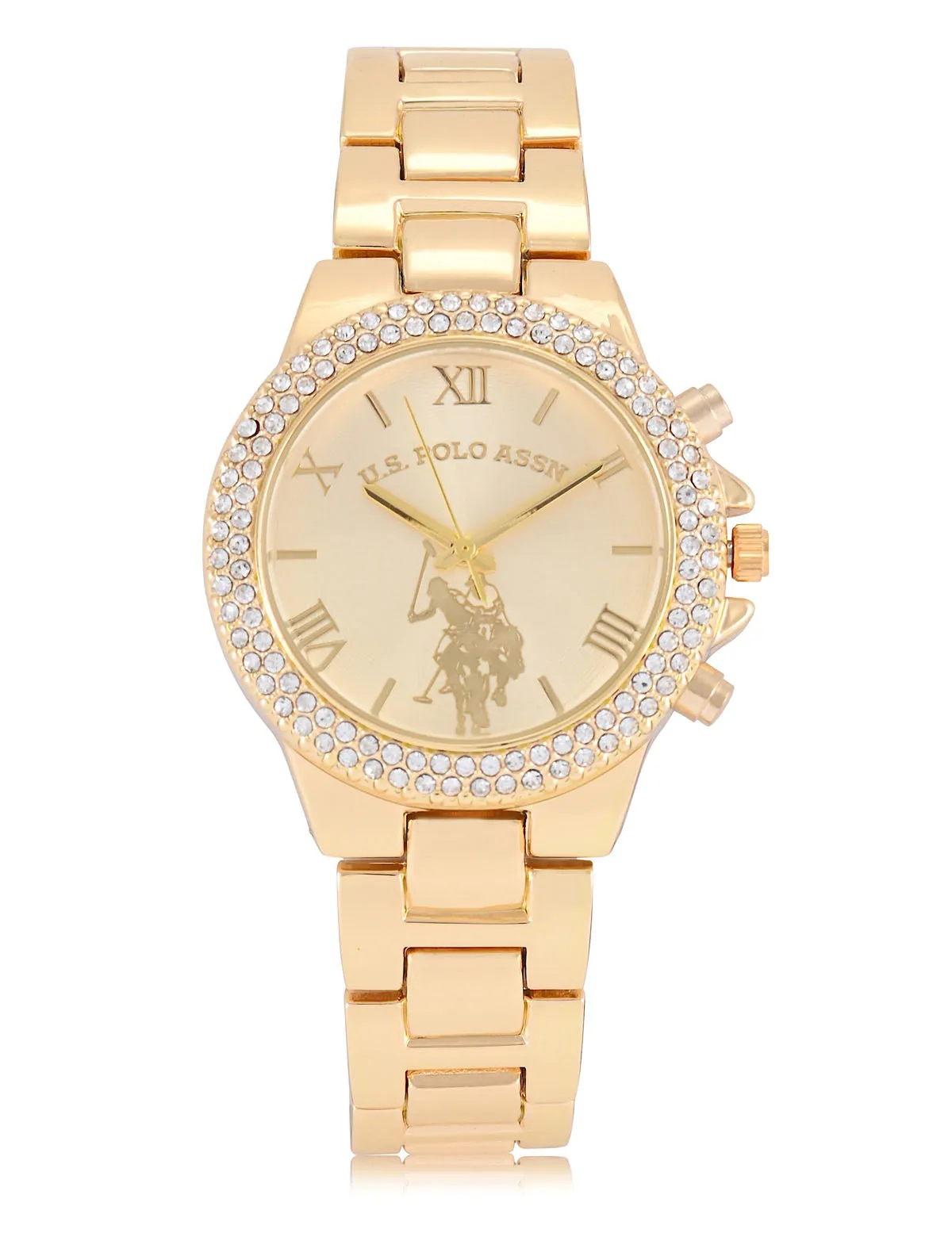LADIES GOLD EMBELLISHED BEZEL WATCH sold by U.S. Polo Assn. product image thumbnail 3