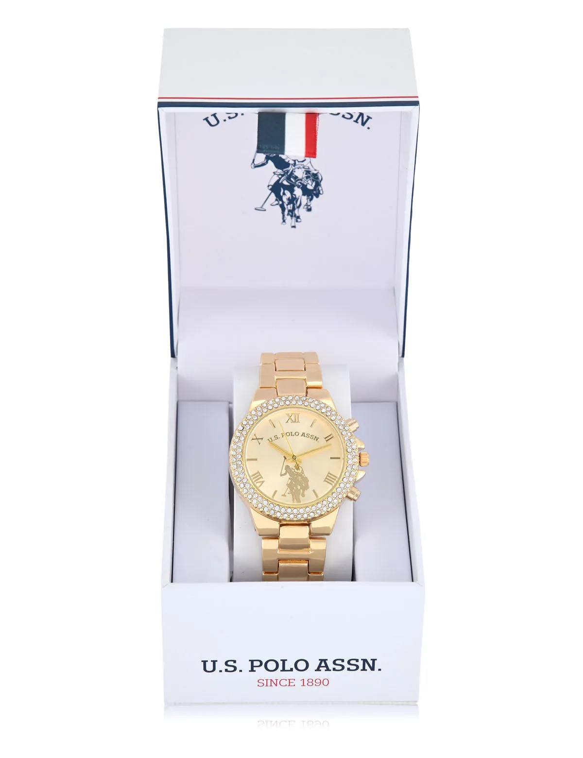 LADIES GOLD EMBELLISHED BEZEL WATCH sold by U.S. Polo Assn. product image thumbnail 2