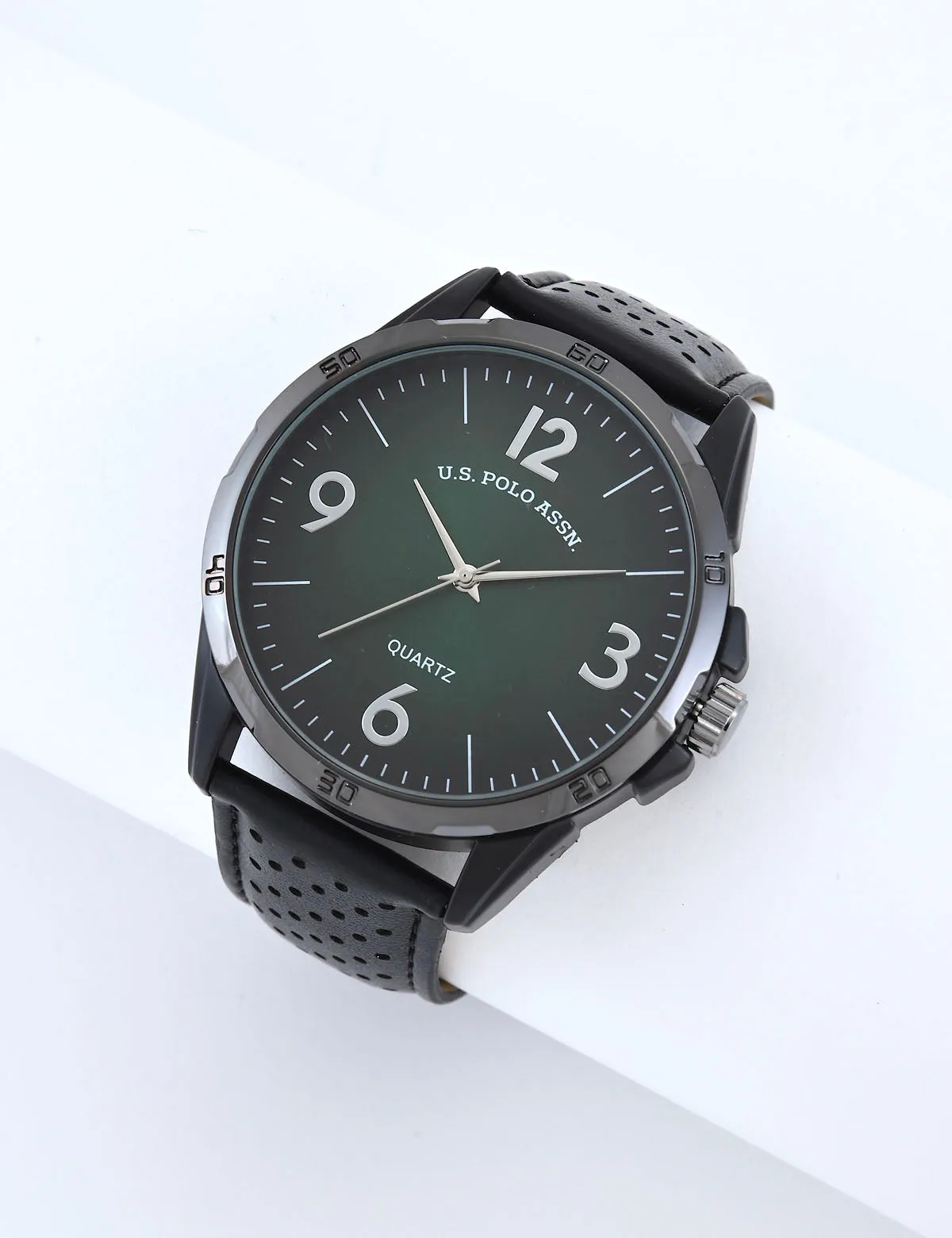 MENS BLACK STRAP GREEN FACE WATCH sold by U.S. Polo Assn.
