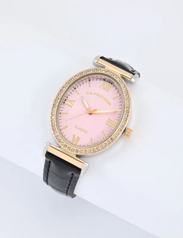 LADIES BLACK EMBOSSED STRAP WATCH sold by U.S. Polo Assn.