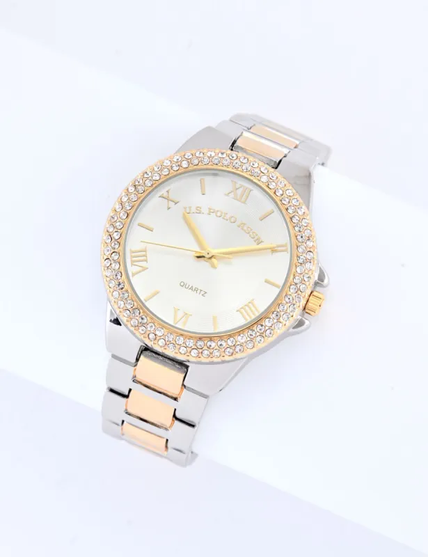 LADIES TWO TONE EMBELLISHED WATCH sold by U.S. Polo Assn.
