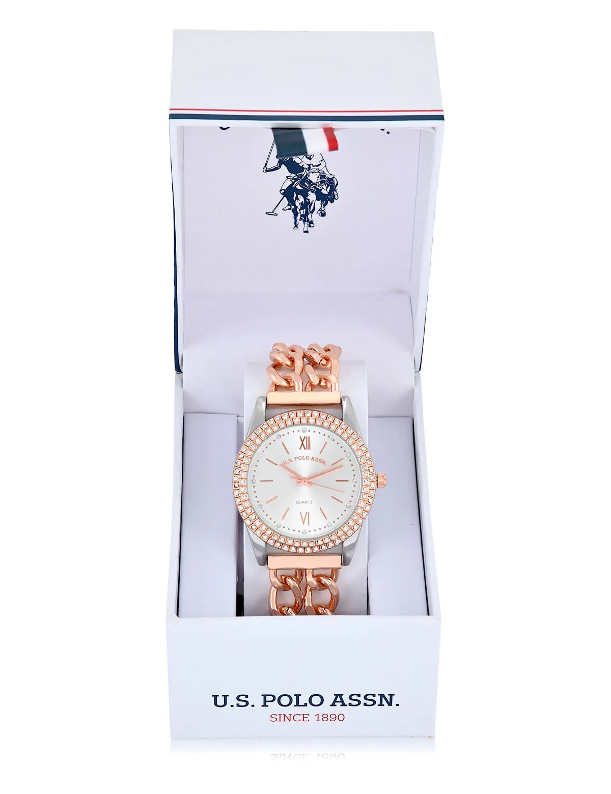 LADIES CLASSIC ROSE GOLD LINK BRACELET WATCH sold by U.S. Polo Assn. product image thumbnail 2