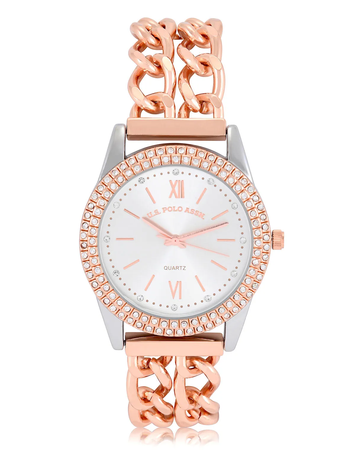 LADIES CLASSIC ROSE GOLD LINK BRACELET WATCH sold by U.S. Polo Assn. product image thumbnail 4
