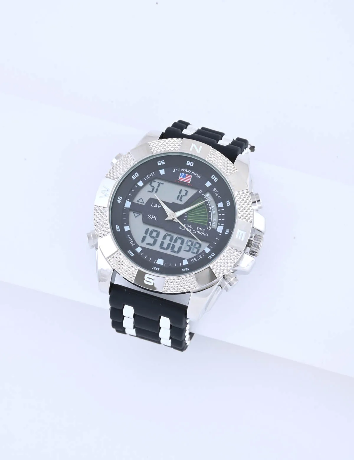 MEN'S BLACK STRAP WITH SILVER BEZEL ANA DIGI WATCH sold by U.S. Polo Assn.