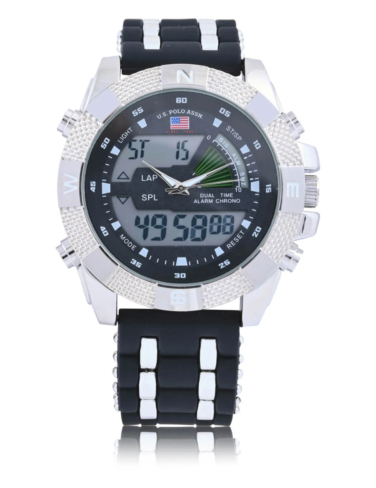 MEN'S BLACK STRAP WITH SILVER BEZEL ANA DIGI WATCH sold by U.S. Polo Assn. product image thumbnail 3