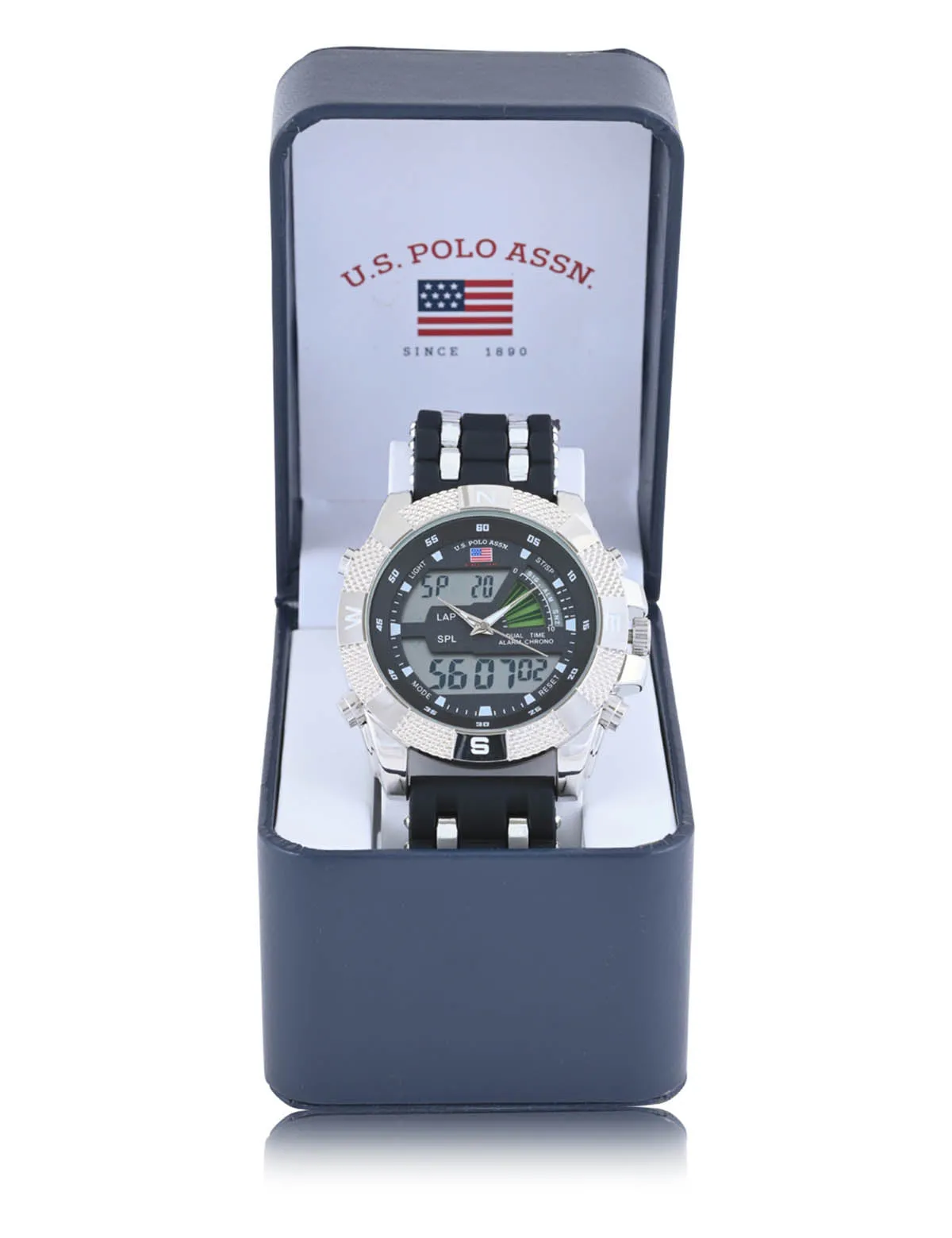 MEN'S BLACK STRAP WITH SILVER BEZEL ANA DIGI WATCH sold by U.S. Polo Assn. product image thumbnail 2
