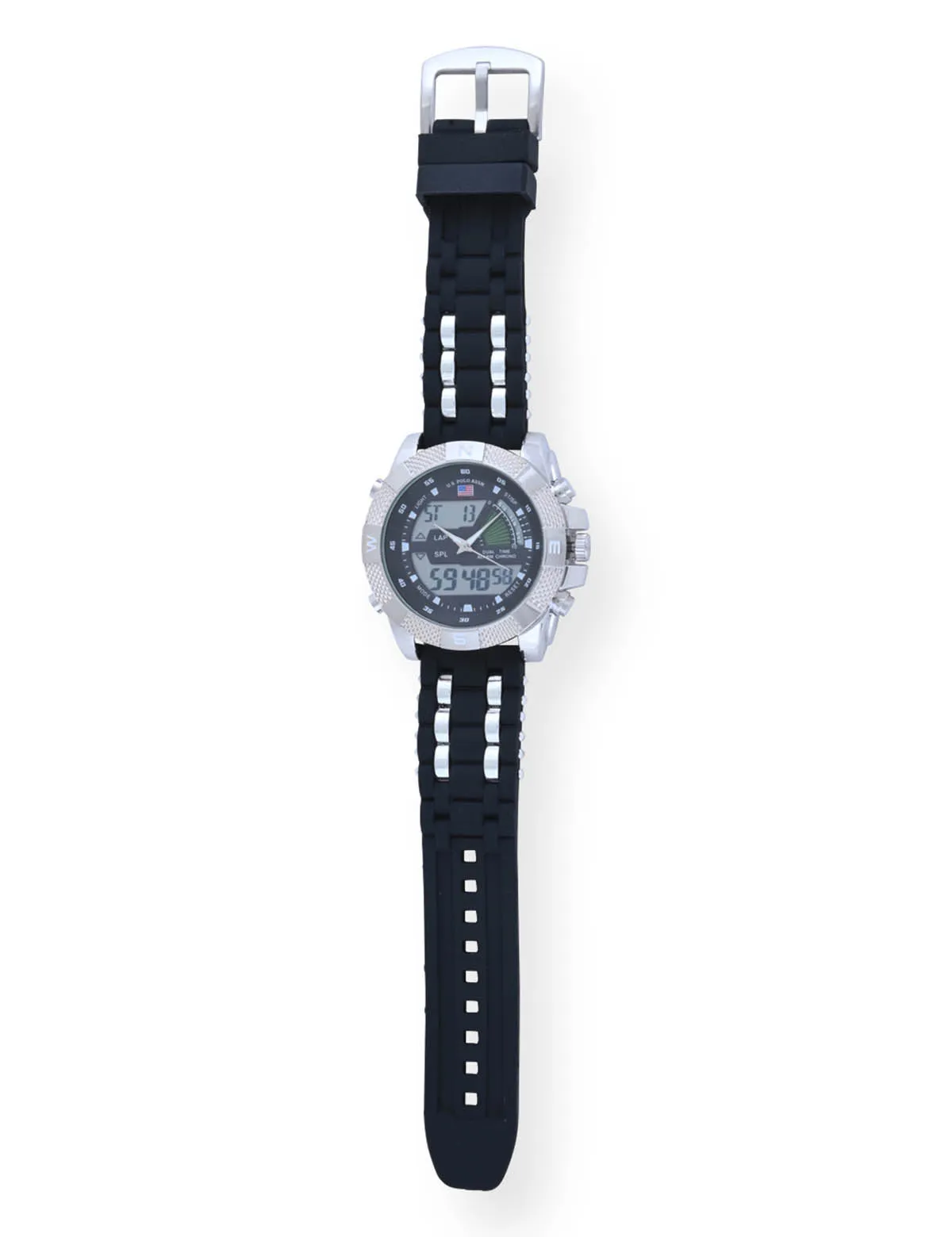 MEN'S BLACK STRAP WITH SILVER BEZEL ANA DIGI WATCH sold by U.S. Polo Assn. product image thumbnail 4