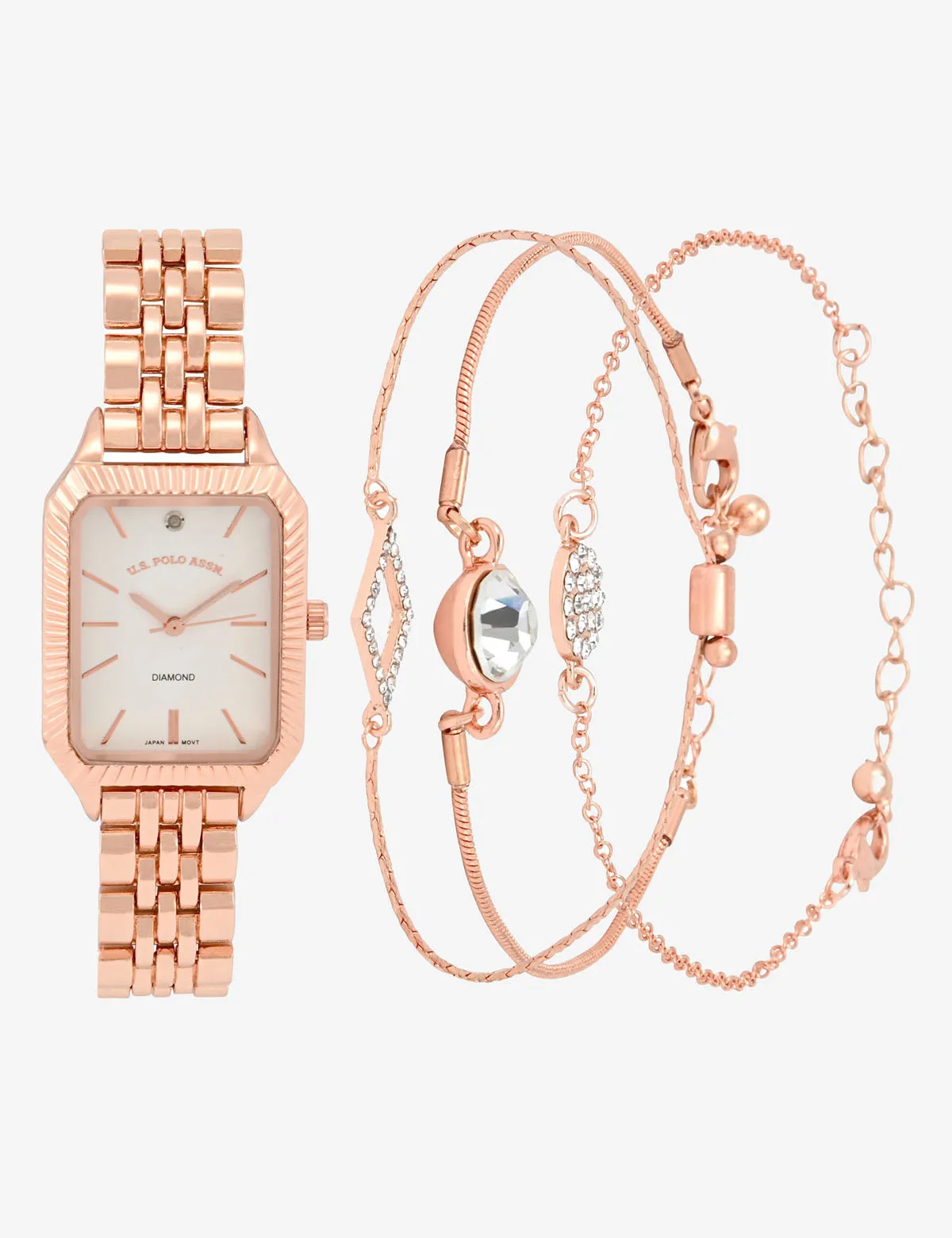 LADIES ROSE GOLD SQUARE WATCH AND BRACELETS SET sold by U.S. Polo Assn. product image thumbnail 3