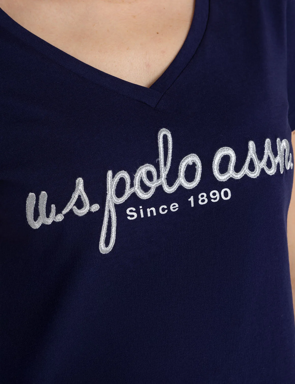 METALLIC SCRIPT V-NECK T-SHIRT sold by U.S. Polo Assn. product image thumbnail 2